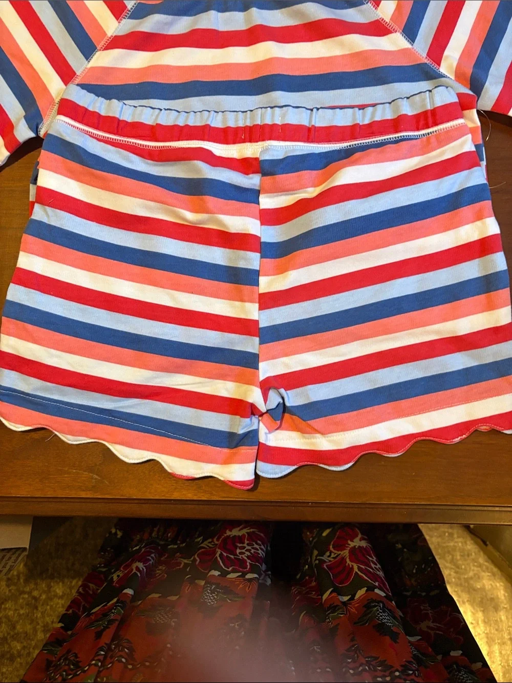 crown & ivy Girls' Striped Rashguard Set in Pink, Blue & White